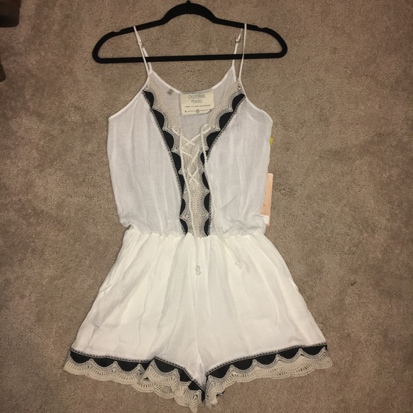 Dresses & Skirts - Black and White Lace Detail Romper
